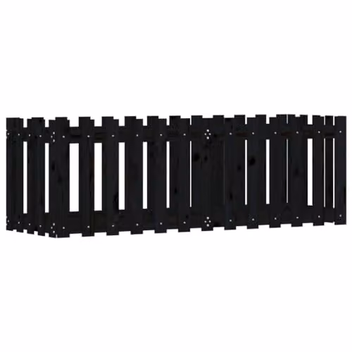 vidaXL Wooden Garden Raised Bed with Fence Design, Black, W: 150 cm, D: 50 cm, H: 50 cm