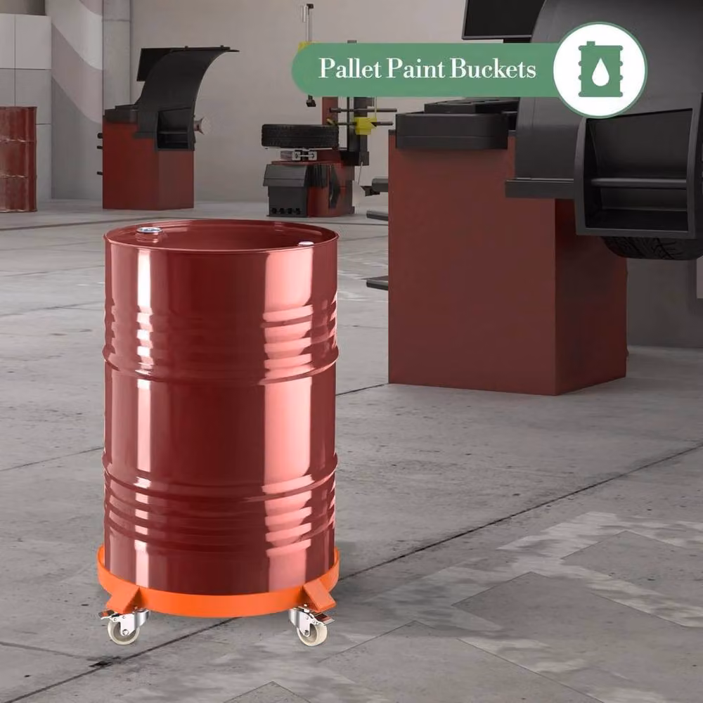 VOGREX 2 Pack Steel Frame 55 Gallon Drum Dolly in Orange with 1000lbs Capacity – 3