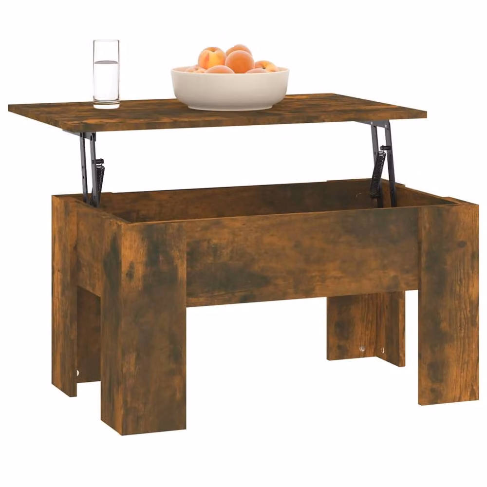 Berkfield Home Modern Coffee Table in Smoked Oak Brown, W: 79 cm, D: 49 cm, H: 41 cm – 4