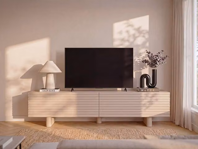 Vente-unique LUDIMA TV Unit with 2 Doors in Beige MDF, W: 180 cm – 1