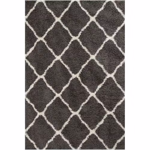 THE RUGS Modern Moroccan Shaggy Area Rug, W/D: 240 x 340 cm, 30 cm Thick, Grey, White and Black – 4