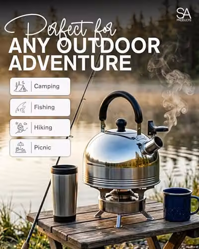 Tanness 3L Stainless Steel Camping Whistling Kettle in Silver – 6