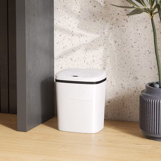 HOMCOM 15L Automatic Touchless Sensor Bin, White