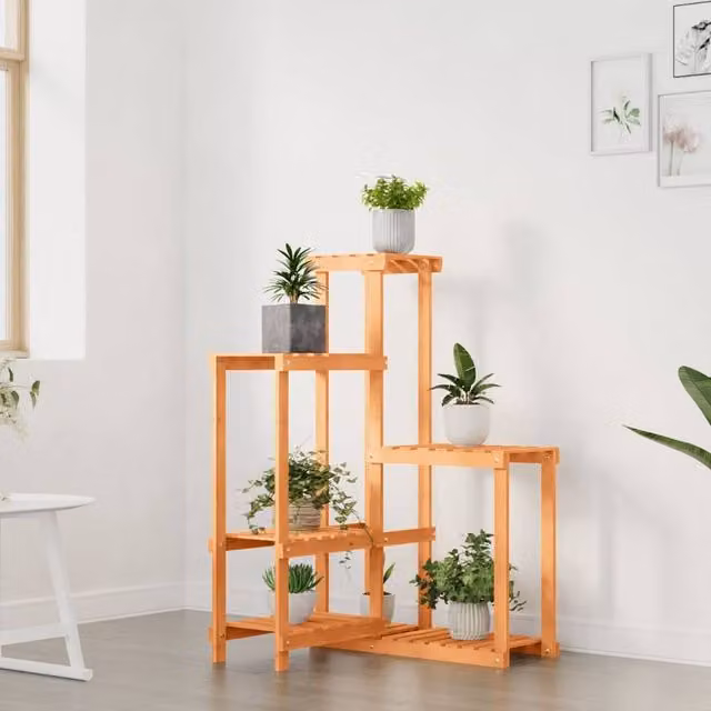 Berkfield Home Elegant Flower Stand, Brown Solid Wood Fir Planter, W/D/H: 61.5 x 61.5 x 101.5 cm – 1