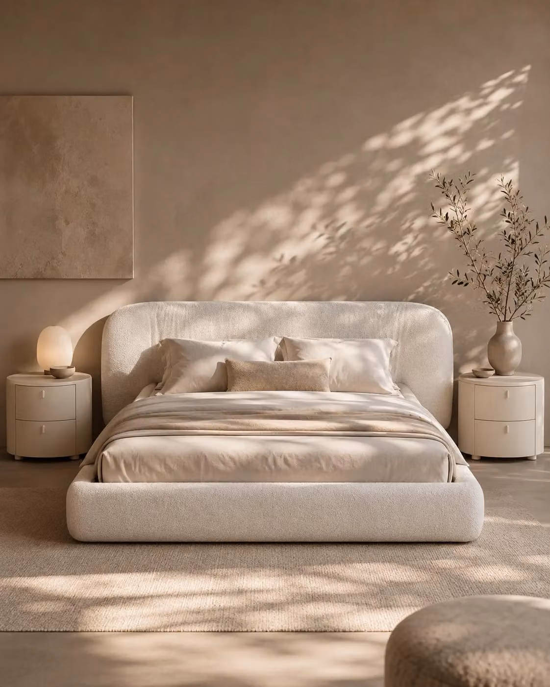 Tommy Franks Coria King Size Upholstered Bed in Beige, W/D/H: 150 x 200 cm