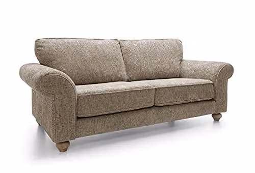 Abakus Direct Ingrid 3 Seater Sofa in Beige Braided Chenille Fabric, W/D/H: 215 x 95 x 90 cm – 3