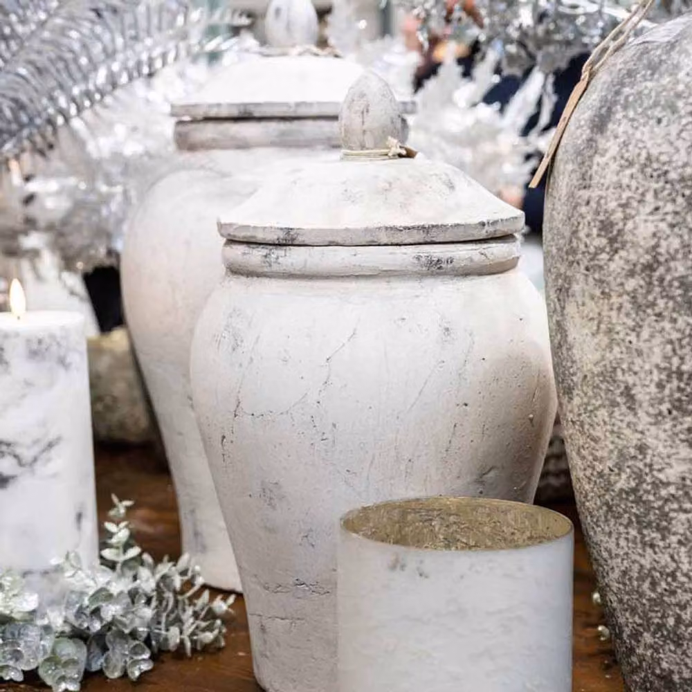 Bloomingville Large Ceramic Ginger Jar in Beige, Sand and White, W: 27 cm, D: 27 cm, H: 36 cm – 2