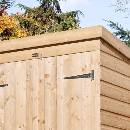 Rowlinson 4x4 Premier Shiplap Pent Shed with Double Doors in Brown – 3