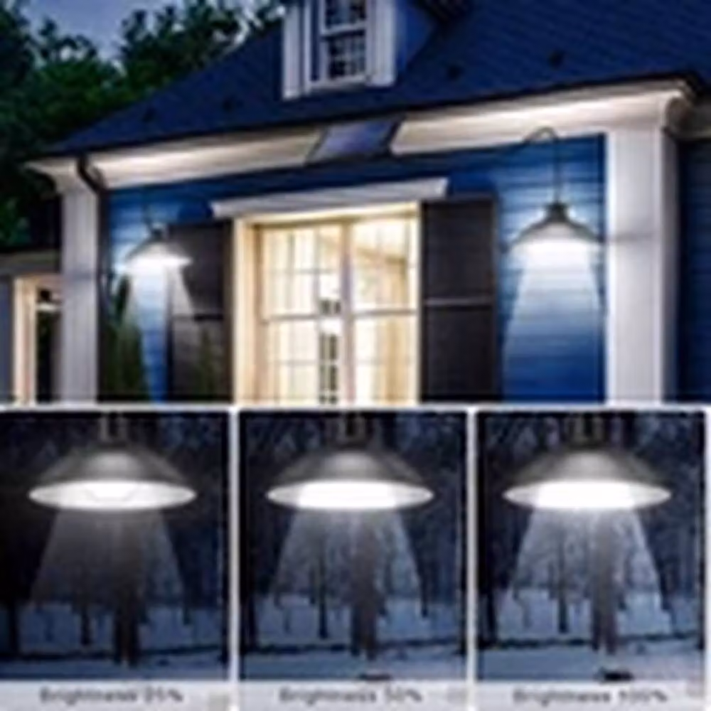 VOGREX Solar LED Garden Pendant Light with 2 Heads and Remote Control in Black – 4