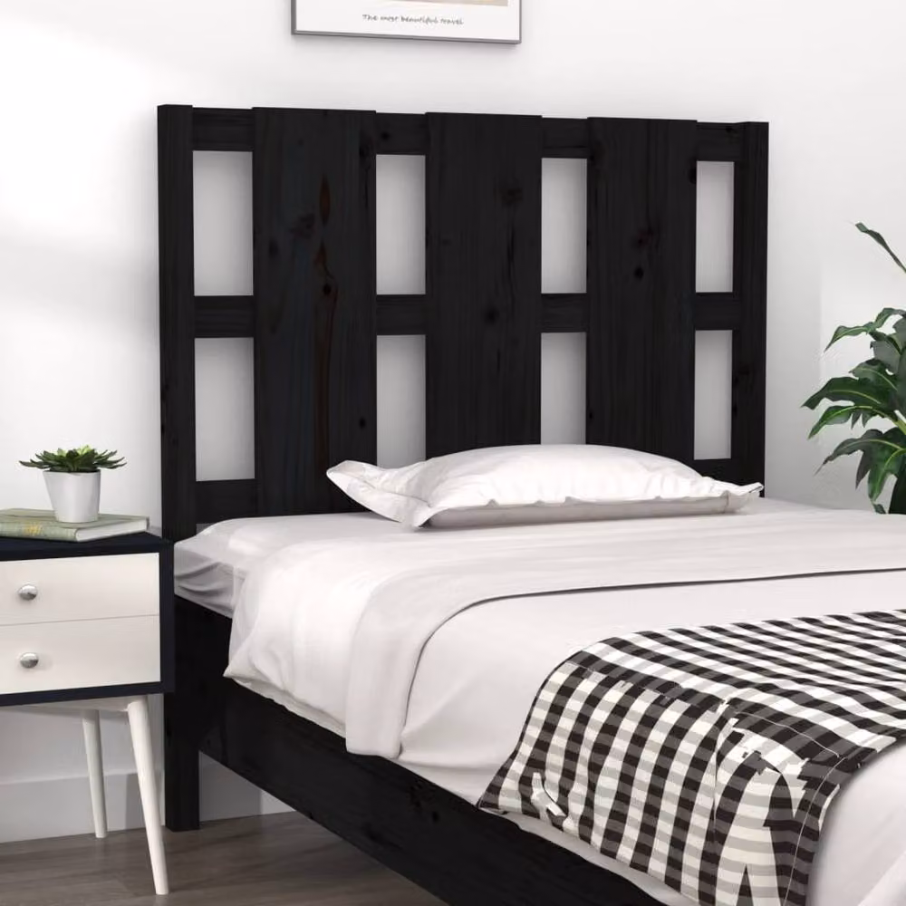 Berkfield Home Rustic Black Solid Pine Wood Bed Headboard W/D/H: 95.5 x 4 x 100 cm – 2