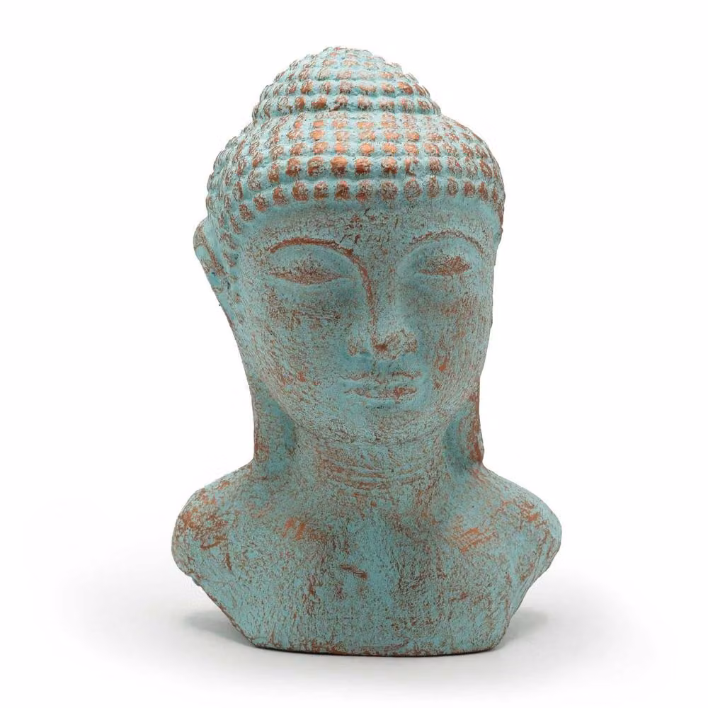 Serenityy Tranquility Buddha Head Tabletop Ornament in Antique Green Copper – 2