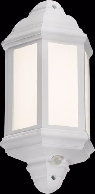 Netlighting LED Half Wall Lantern in White with Photocell Dusk Sensor, IP54 Rated, 8W