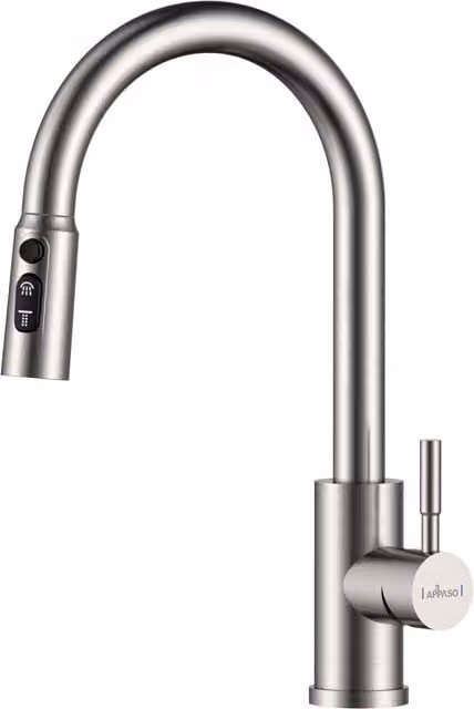 Appaso Single Lever Kitchen Sink Mixer Tap with Pull Out Spray Function in Gold