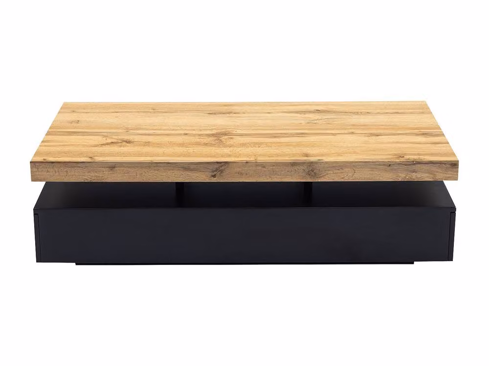 Vente-unique FELIX 2-Drawer MDF Coffee Table in Black and Natural Light, W/D/H: 100 x 60 x 48 cm – 2