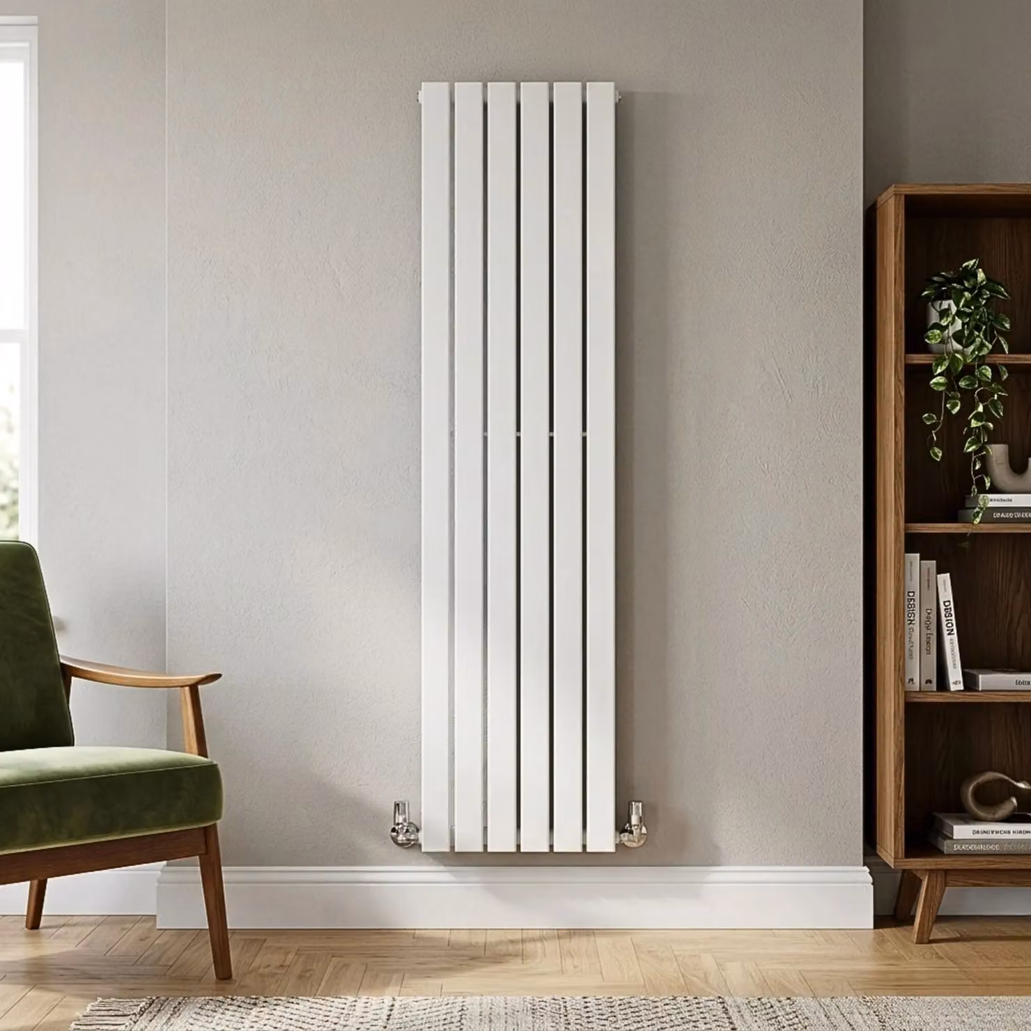 Balterley Square Vertical Double Panel Radiator, White, H 180.0 cm x W 35.4 cm – 3