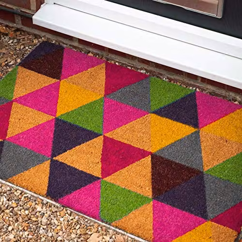 Nicola Spring Coir Triangle Door Mats, Pack of 2, Brown and Multicolour, W: 90 cm, D: 60 cm – 4
