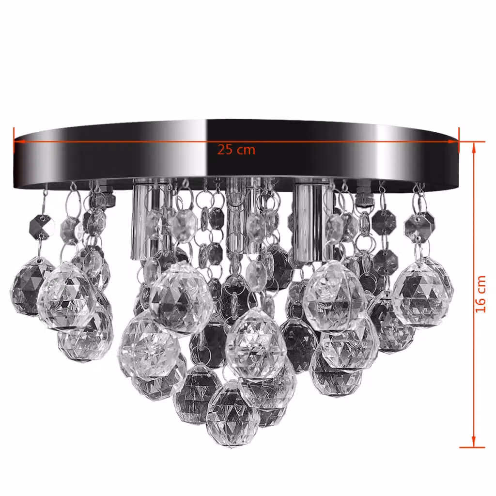 Berkfield Home Crystal Design Pendant Ceiling Lamp in Black and Chrome – 4