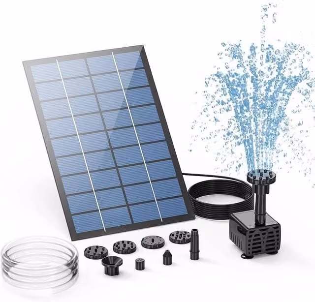 NESTLUNE Solar Powered Fountain Pump in Black – 1