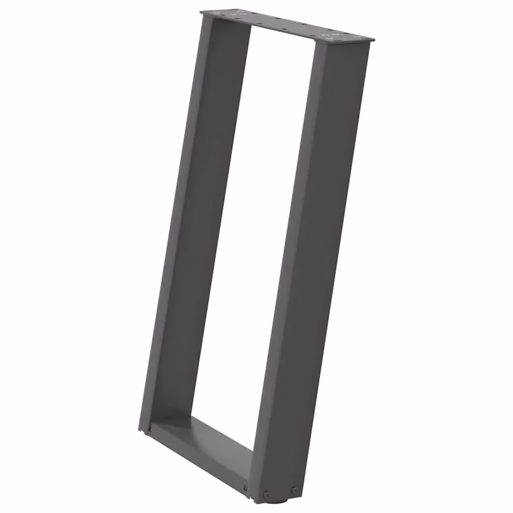 Berkfield Home vidXL U-Shaped Dining Table Legs, 2 Pieces, Anthracite and Black Steel, H: 60-73 cm x W: 60 cm – 2