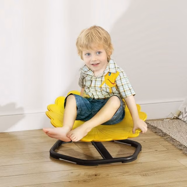 AIYAPLAY Flower-Shaped Sensory Spinning Chair for Children, Yellow
