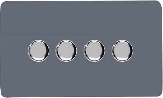 Trendi Switch 4 Gang 1 or 2 Way 150w Rotary LED Dimmer Light Switch in Warm Grey – 1