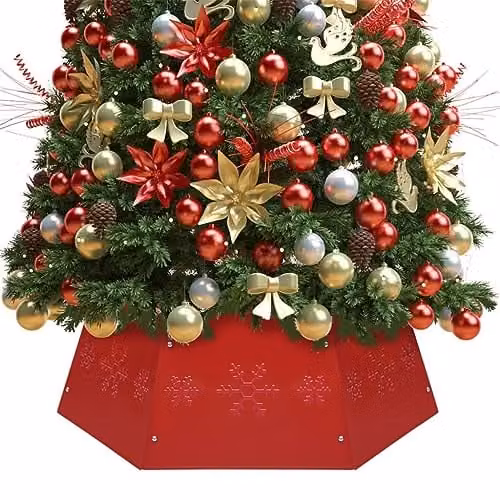 vidaXL Christmas Tree Skirt, Red, W/D/H: 68 x 68 x 25 cm