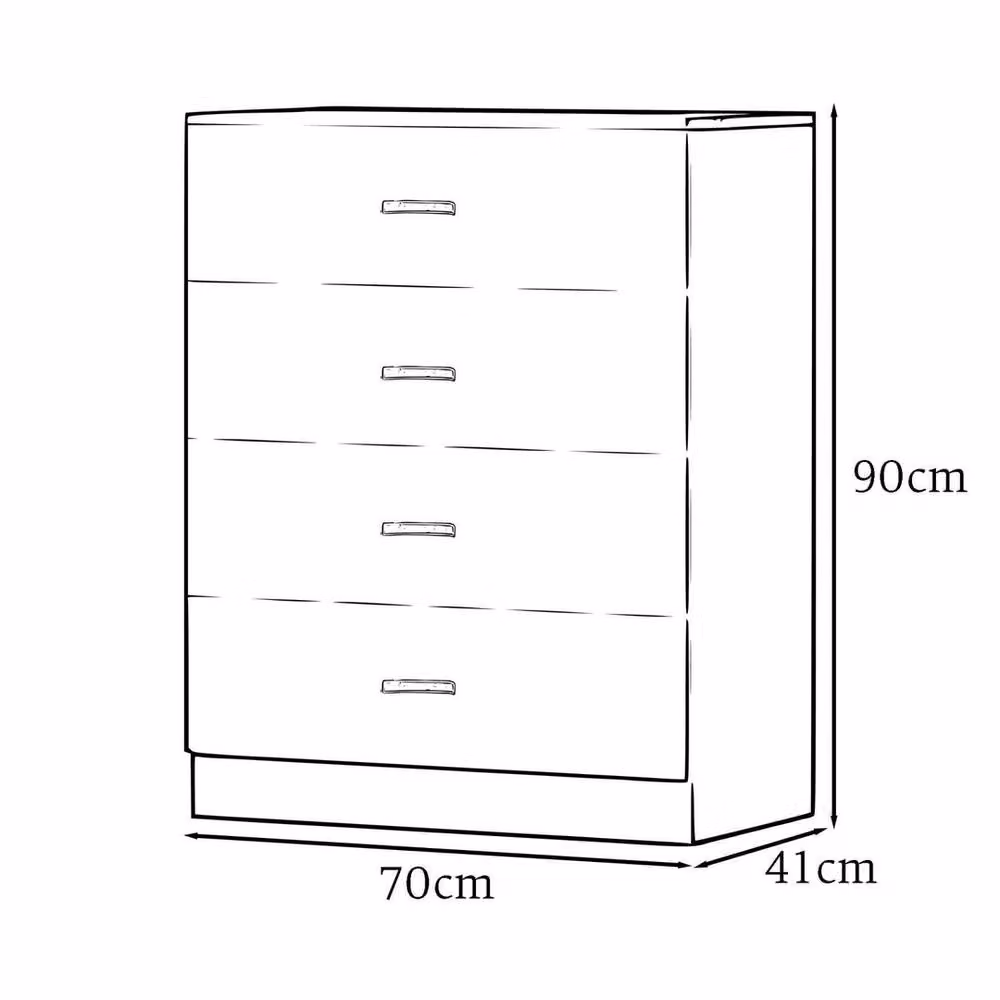 Havendro Matt Black 4 Drawer Chest Sideboard with Curved Metal Handles – 3