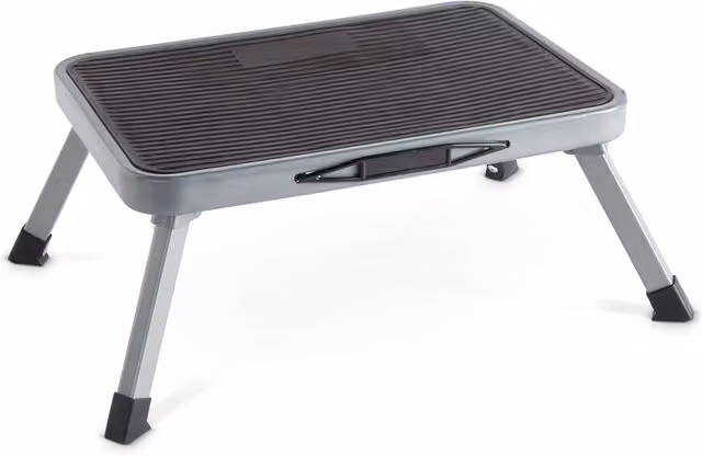 VonHaus Grey Folding Step Stool with Anti-Slip Rubber Feet and Handle – 1