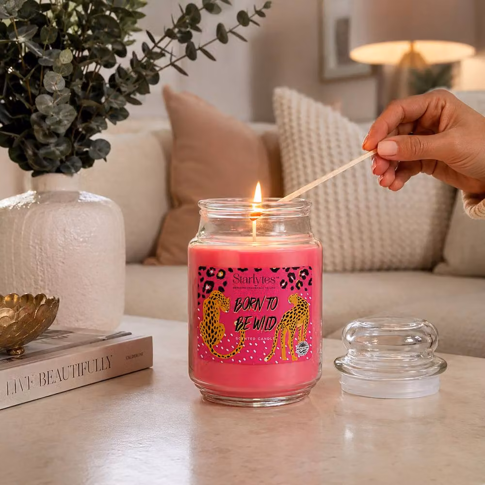 Starlytes Born to Be Wild Scented Candle Jar, 18oz, Pink – 2