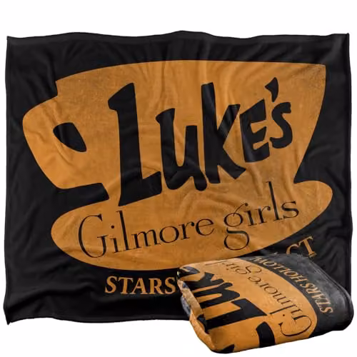 Warner Bros. Gilmore Girls Luke's Coffee Logo Super Soft Fleece Throw Blanket, Multicolour, W: 152 cm, D: 127 cm