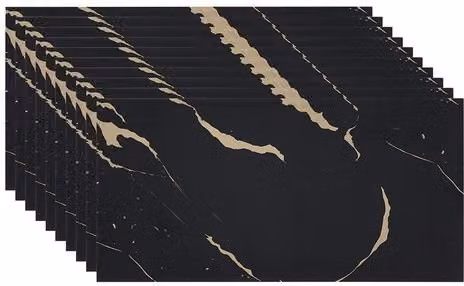 Living and Home 10pcs Black and Gold Marble Effect Self-Adhesive Wall Stickers, W: 30 cm, H: 60 cm