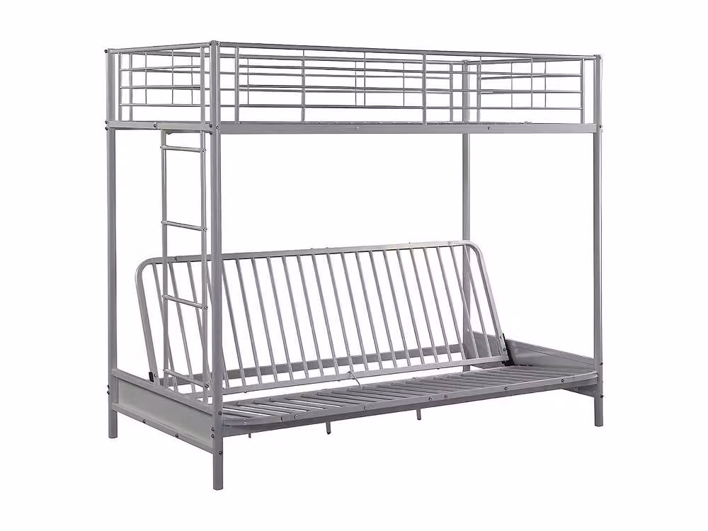 Vente-unique Metal Loft Bed with Convertible Bench in Silver, W/D/H: 190 x 90 x 170 cm – 1