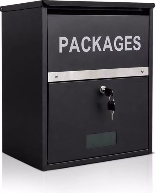 FLAVORA Wall Mounted Lockable Combination Mail and Parcel Box in Black