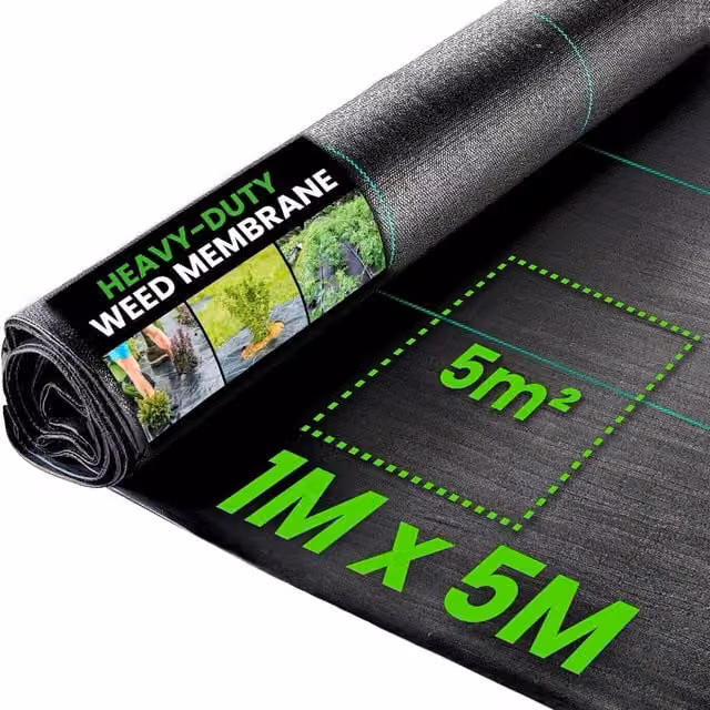 Green Thumbz Heavy Duty Weed Membrane Landscape Ground Cover, Black, 500cm