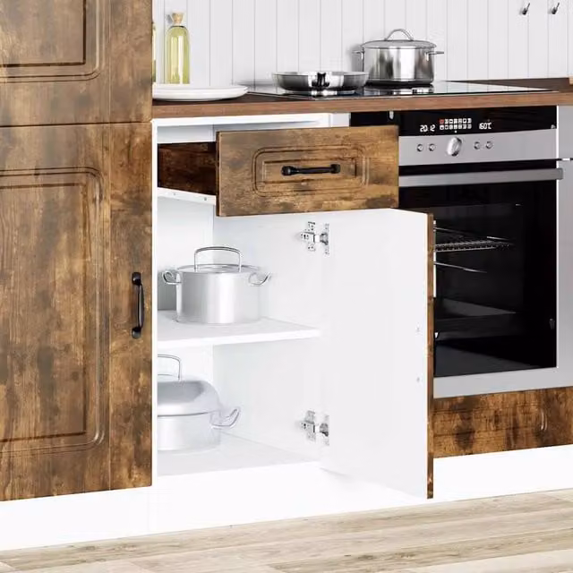 Berkfield Home Kalmar Kitchen Base Cabinet in Smoked Oak Brown, W/D/H: 46 x 40 x 81.5 cm