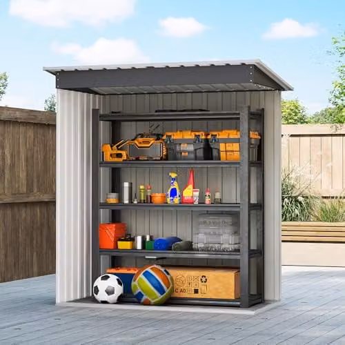Outsunny Metal Garden Storage Shed with Sliding Door and Lock, Black – 6