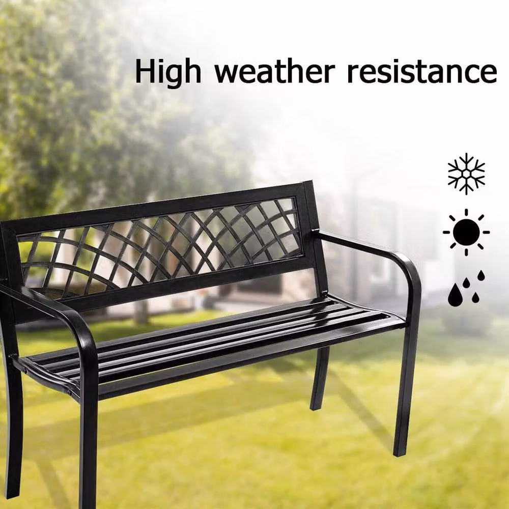 SPETLEK 2 Seater Ergonomic Patio Garden Bench in Black – 6