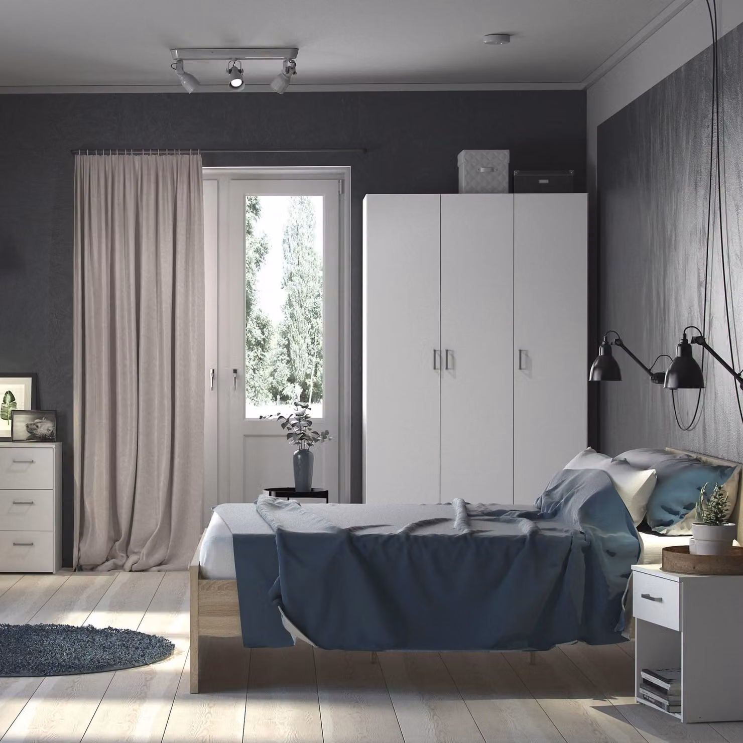 Furniture To Go Space 3-Door Wardrobe in White, Height: 175 cm – 2