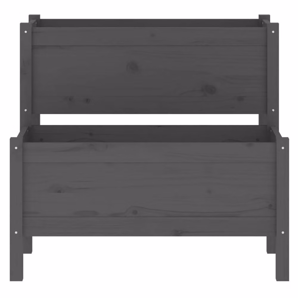 Berkfield Home Grey Solid Wood Pine Planter W: 84.5 cm, D: 84 cm, H: 75 cm – 3