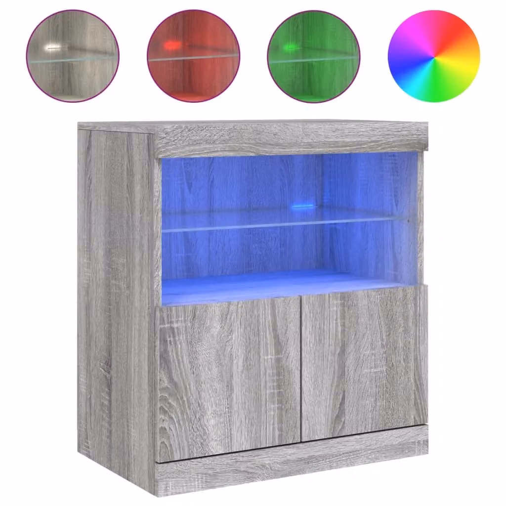 Berkfield Home Modern Sideboard with Integrated LED Lights in Grey Sonoma, W/D/H: 60 x 37 x 67 cm – 2
