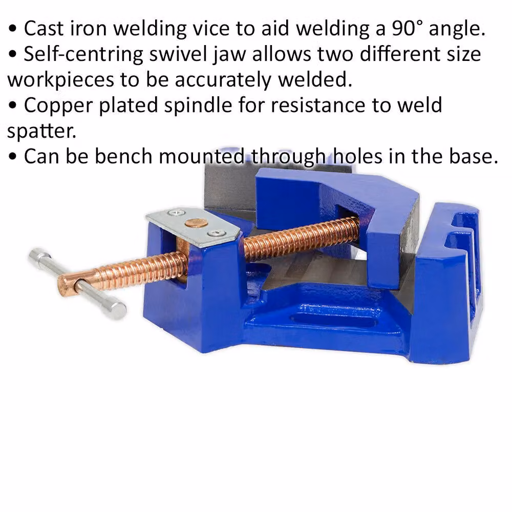 Loops 165mm Welding Vice with Self-Centring Swivel Jaw and 90 Degree Angle Welding Aid in Blue and Multicolour – 2