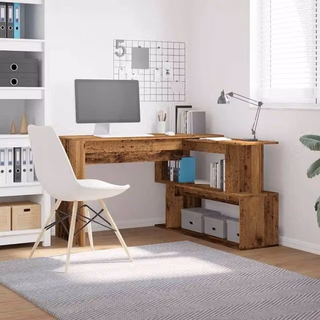 Berkfield Home Modern Corner Desk in Brown Engineered Wood W/D/H: 200.5 x 50 x 76 cm – 1