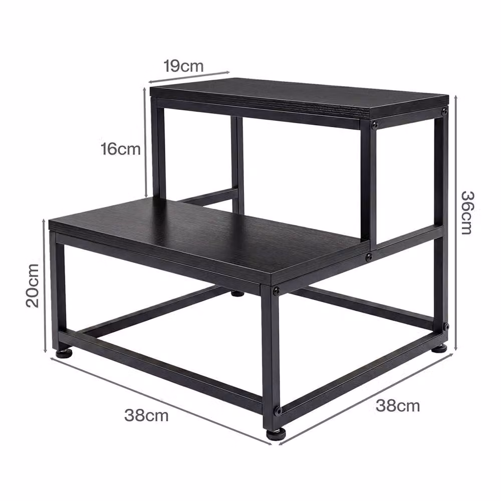 Levede Heavy Duty Metal Step Stool in Black for Kids and Adults, W/D/H: 38 x 36 x 38 cm – 4