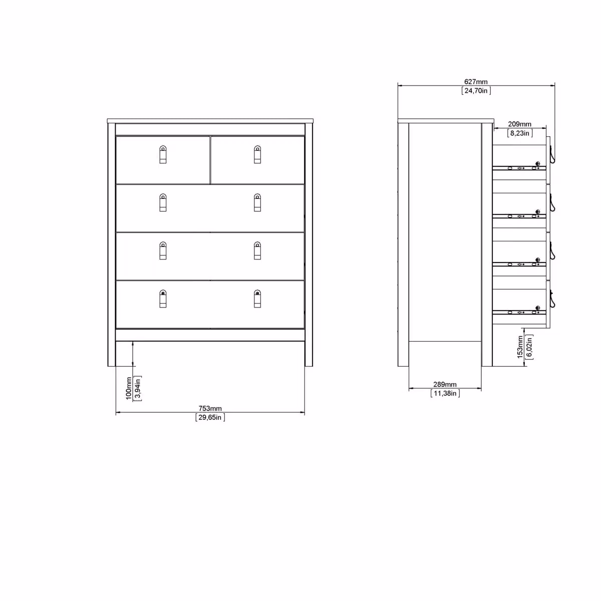 Furniture To Go Madrid 5-Drawer Chest in Black – 5