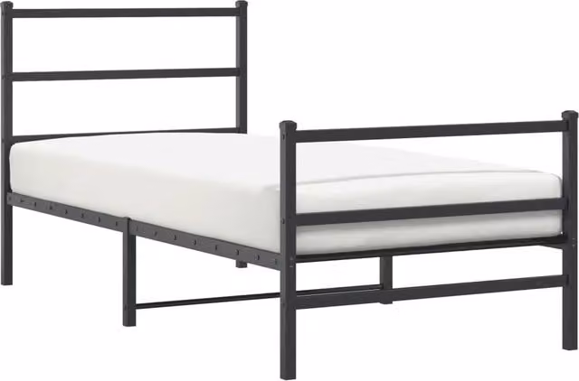 Berkfield Home Metal Bed Frame with Footboard in Black, W/D/H: 90 x 190 cm – 1