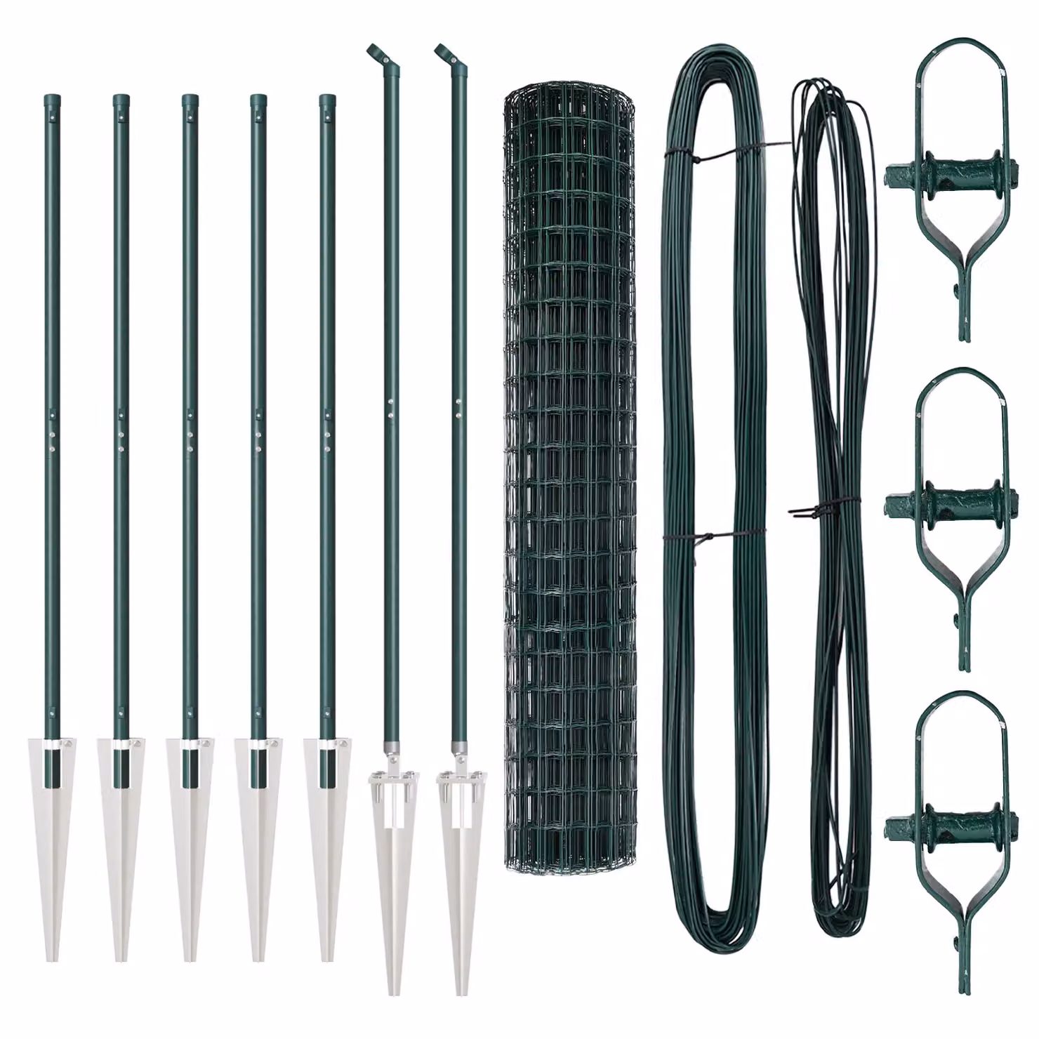 Berkfield Home Euro Fence with 7 Spike Posts, Galvanised Steel, Green and Silver, W: 10 m, H: 1.6 m – 3