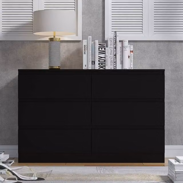 ERGOVEXA 6 Drawer Chest of Drawers in Matt Black Metal