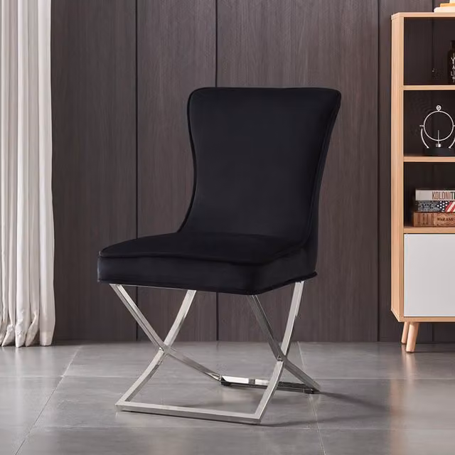 Life Interiors Trafalgar LUX Velvet Dining Chair in Black with Cantilever Metal Base