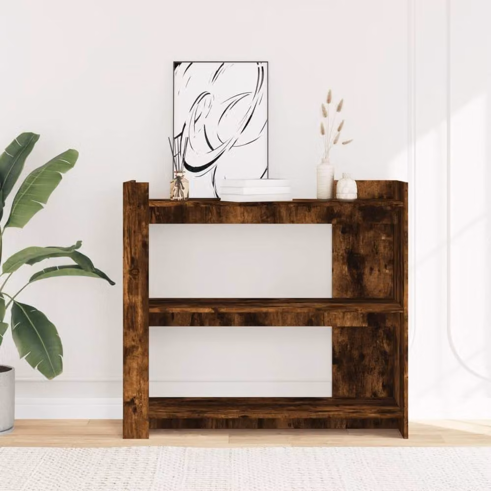 Berkfield Home Smoked Oak Console Table in Brown, W/D/H: 100 x 35 x 90 cm – 3