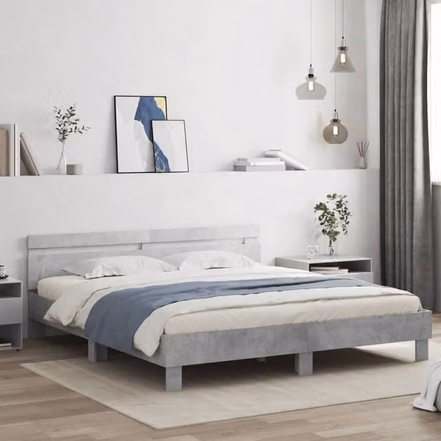 Berkfield Home Super King Bed Frame in Concrete Grey, W/D/H: 180 x 200 cm – 1